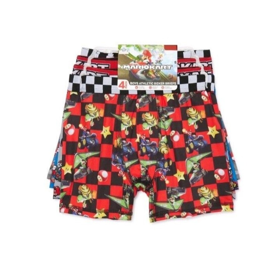 Mario Kart Boys 4pk Boxer Briefs Small 4/5 + 2x3pk Wonder Nation No Show Socks M - Picture 2 of 11